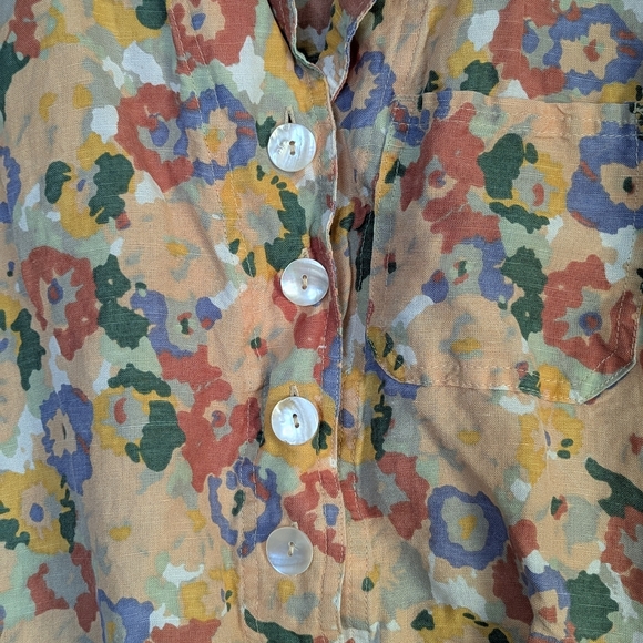 RVCA Women's Linen Blend Floral Hippie Shorts Blossom Romper Pockets - Picture 4 of 13